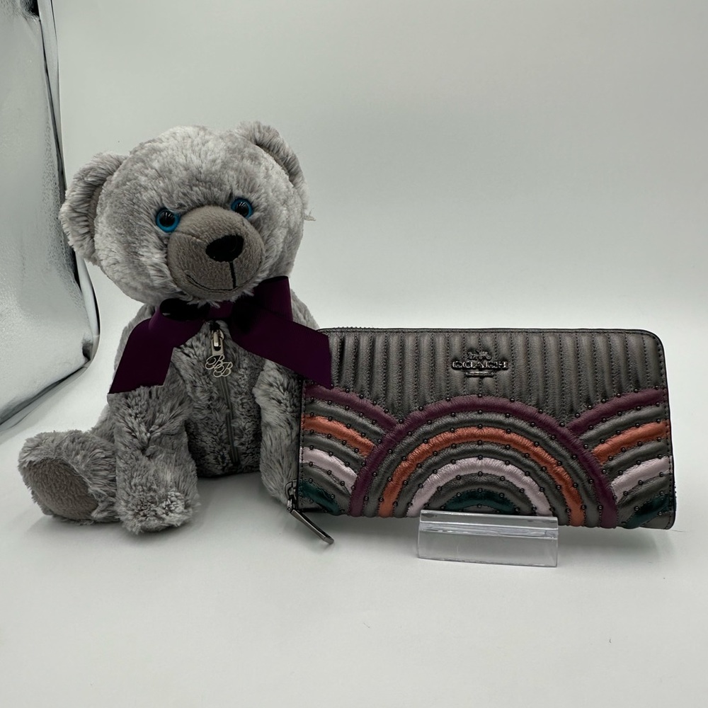 COACH ART DECO WALLET METALLIC GRAPHITE MULTI/PEWTER